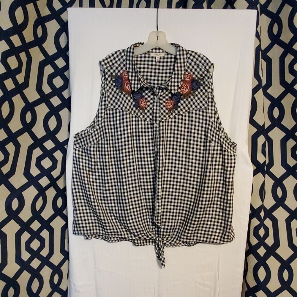 Como Blu Checkered Plus Size Blouse